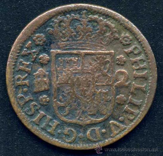 Monedas de Espa&ntilde;a: FELIPE V : 2 Maravedis 1744  Segovia - Foto 1