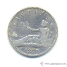Monedas de España: 70- BARATA PESETA DE LA I REPUBLICA AÑO 1870 ESTRELLAS NO VISIBLES.. Lote 29622101