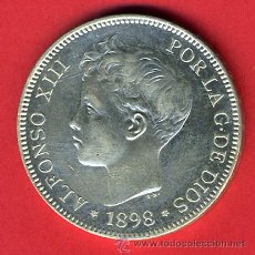 Monedas de España: MONEDA 5 PESETAS 1898 ,ESTRELLAS 18-98 , DURO DE PLATA , ALFONSO XIII , MBC++, D878. Lote 74655446
