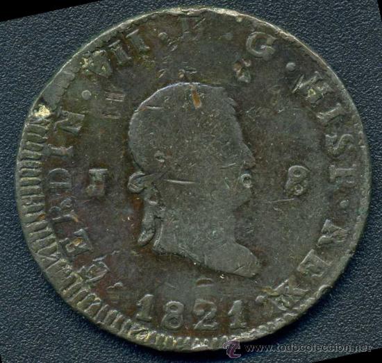 Monedas de Espa&ntilde;a: FERNANDO VII : 8 Maravedis 1821 Jubia - Foto 1