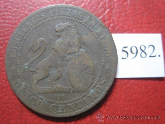 Monedas de Espa&ntilde;a: Espa&ntilde;a ,  5  centimos  1870  Gobierno Provisional - Foto 1