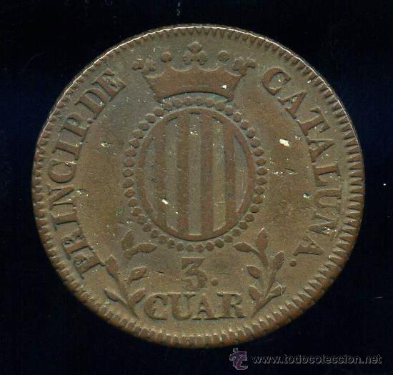 Monedas de Espa&ntilde;a: 3 Cuartos 1837 CATALU&Ntilde;A - ISABEL II - Foto 1