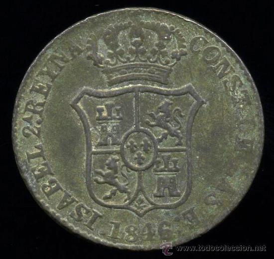 Monedas de Espa&ntilde;a: 3 CUARTOS (QUARTOS) ISABEL II 1846 - CATALU&Ntilde;A - Foto 2