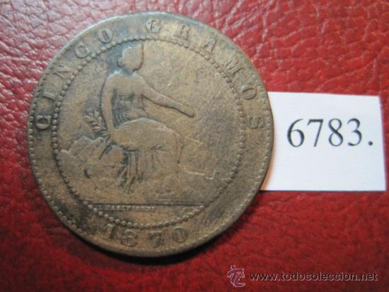 Monedas de Espa&ntilde;a: Espa&ntilde;a, 5  centimos  1870 ,  Gobierno Provisional - Foto 1