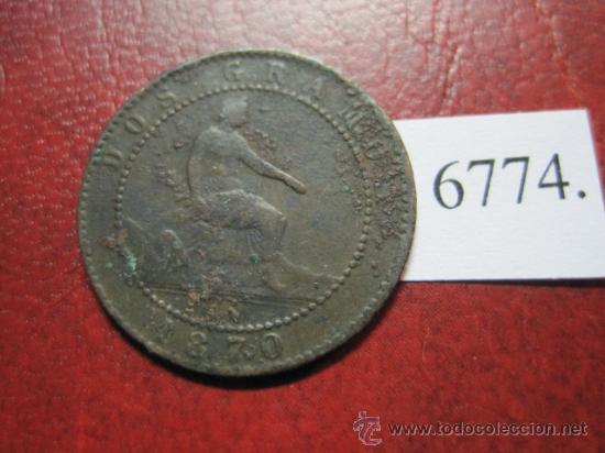 Monedas de Espa&ntilde;a: Espa&ntilde;a,  2  centimos  1870 , Gobierno Provisional - Foto 1