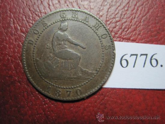 Monedas de Espa&ntilde;a: Espa&ntilde;a,  2  centimos  1870 , Gobierno Provisional - Foto 2