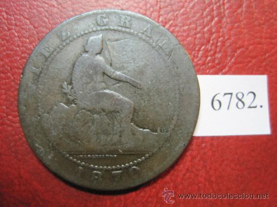 Monedas de Espa&ntilde;a: Espa&ntilde;a,  10  centimos  1870 ,  Gobierno Provisional - Foto 2