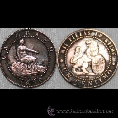 Monedas de Espa&ntilde;a: 1 CENTIMO DEL GOBIERNO PROVISIONAL - 1870 - Foto 1