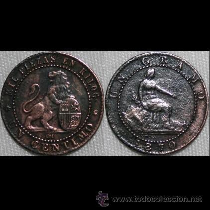 Monedas de Espa&ntilde;a: 1 CENTIMO DEL GOBIERNO PROVISIONAL - 1870 - Foto 1