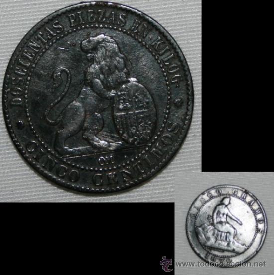Monedas de Espa&ntilde;a: 5 CENTIMOS DEL GOBIERNO PROVISIONAL - 1870 - Foto 1