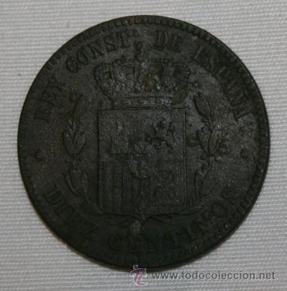 Monedas de Espa&ntilde;a: 10 CENTIMOS DE ALFONSO XII - 1878 - Foto 2