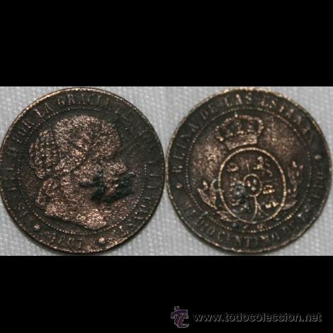 Monedas de Espa&ntilde;a: MEDIO CENTIMO DE ESCUDO DE ISABEL II  - 1867 - Foto 1