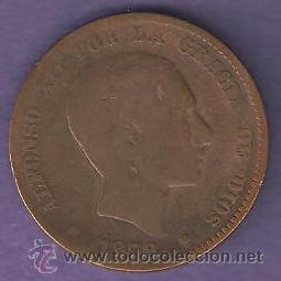 Monedas de Espa&ntilde;a: moneda 10 centimos  alfonso XII a&ntilde;o 1878 - Foto 1