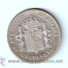 Monedas de Espa&ntilde;a: ALFONSO XII UNA PESETA 1885 - Foto 2