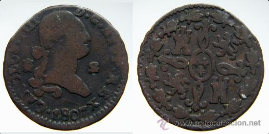 Monedas de Espa&ntilde;a: Carlos IV 2 maravedis de 1807 ceca Segovia - Foto 1