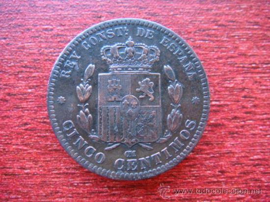 Monedas de Espa&ntilde;a: ALFONSO XII. 5-CENT. 1877. barcelona - Foto 1