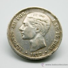 Monedas de España: MONEDA 5 PESETAS ALFONSO XII, 1877. CERCA DE MADRID.