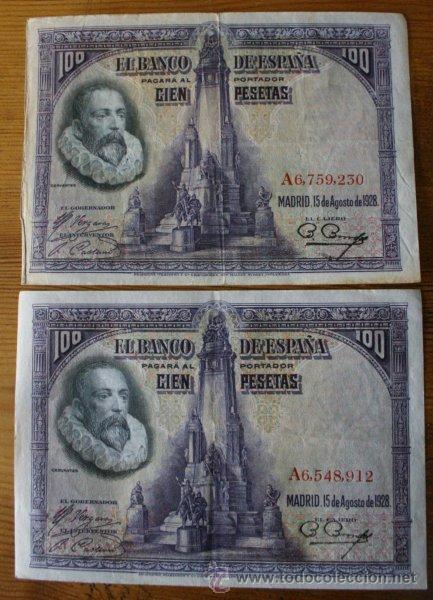 Monedas de Espa&ntilde;a: BILLETES 100 PESETAS A&Ntilde;O 1928 - Foto 1