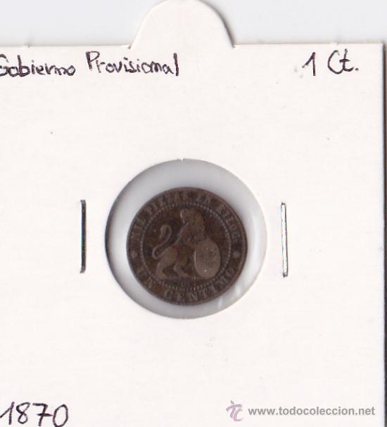 Monedas de Espa&ntilde;a: 1 C&Eacute;NTIMO 1870 GOBIERNO PROVISIONAL - Foto 1