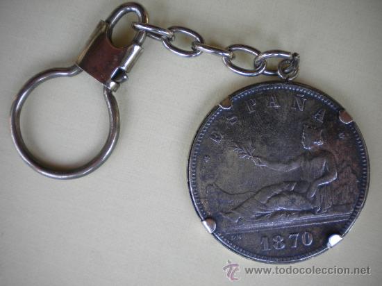 Monedas de Espa&ntilde;a: MONEDA DE 5 PESETAS DE 1870 CONVERTIDA EN LLAVERO - Foto 1