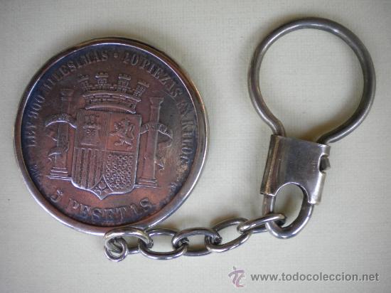 Monedas de Espa&ntilde;a: MONEDA DE 5 PESETAS DE 1870 CONVERTIDA EN LLAVERO - Foto 2