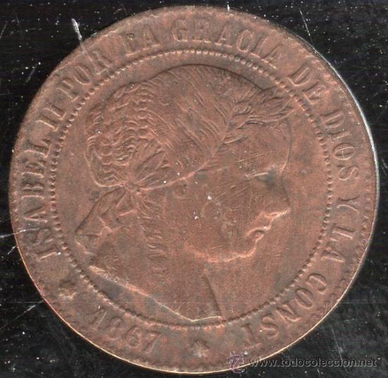 Monedas de Espa&ntilde;a: ISABEL II. 1/2 CENTIMO DE ESCUDO. BARCELONA. 1867 - Foto 1