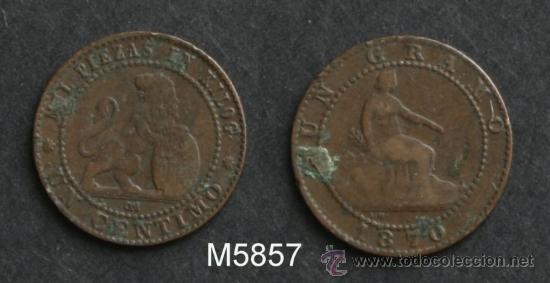 Monedas de Espa&ntilde;a: 1 CENTIMO DEL GOBIERNO PROVISIONAL 1870 - MBC - M5857 - Foto 1