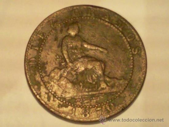 Monedas de Espa&ntilde;a: MONEDA GOBIERNO PROVISIONAL, 10 CENTIMOS, 1870 - BARCELONA - Foto 1