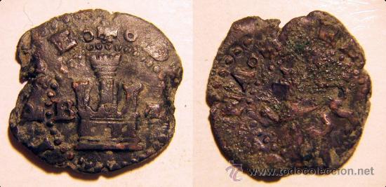 Monedas de Espa&ntilde;a: Moneda de Felipe II 2 cuartos Burgos - Foto 1