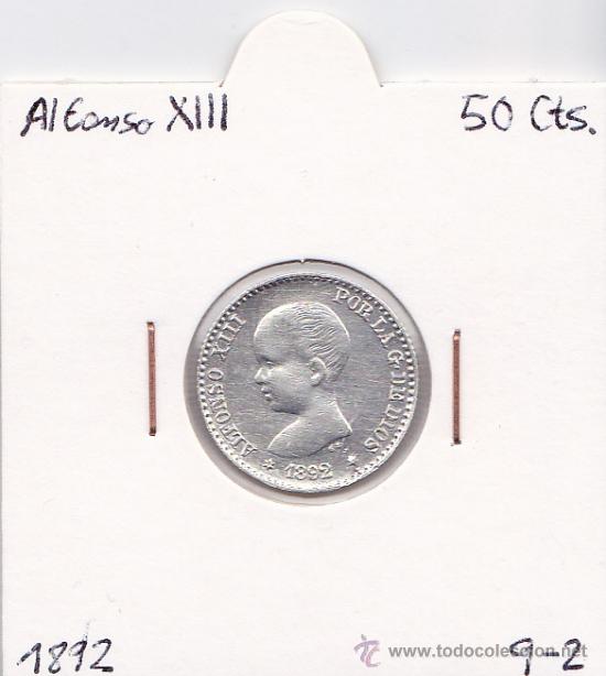 Monedas de Espa&ntilde;a: 50 C&Eacute;NTIMOS 1892 PG M ALFONSO XIII - Foto 1