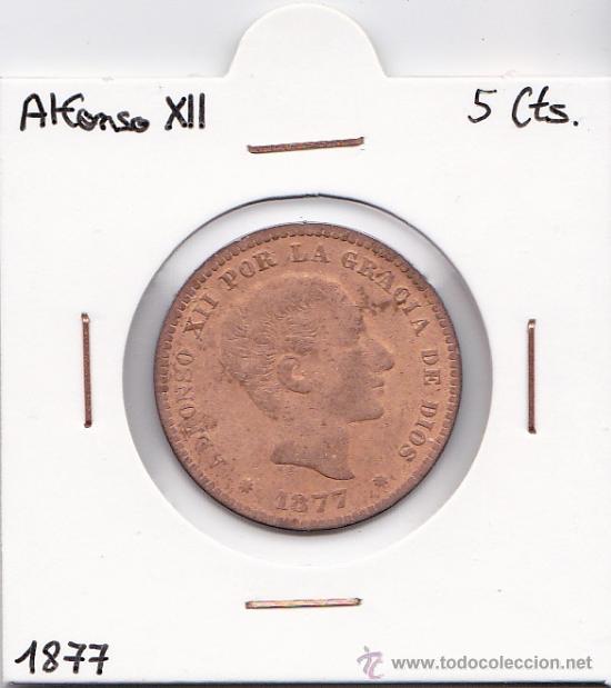 Monedas de Espa&ntilde;a: 5 C&Eacute;NTIMOS 1877 ALFONSO XII - Foto 1