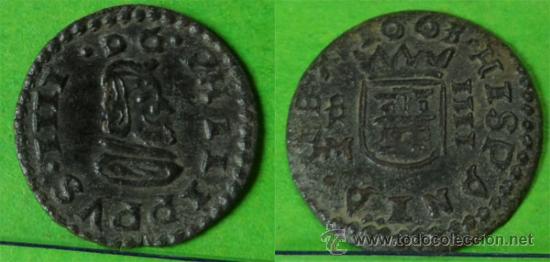Monedas de Espa&ntilde;a: FELIPE IV 4 Maravedis 1663 A.C.-1647 TRUJILLO- M EBC Ae - Foto 1