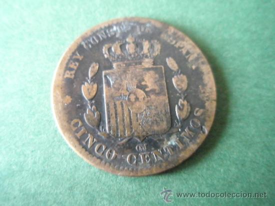 Monedas de Espa&ntilde;a: MONEDA DE ESPA&Ntilde;A-CINCO CENTIMOS-1878-COBRE-21 mm.D-. - Foto 2