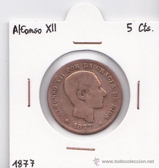 Monedas de Espa&ntilde;a: 5 C&Eacute;NTIMOS 1877 ALFONSO XII - Foto 1