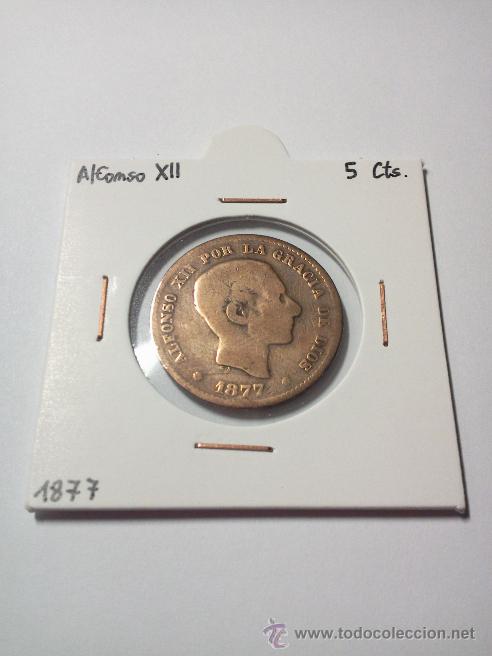 Monedas de Espa&ntilde;a: 5 C&Eacute;NTIMOS 1877 ALFONSO XII - Foto 3