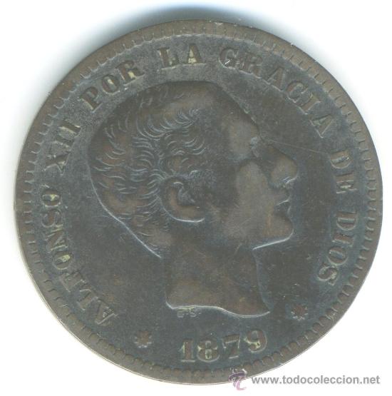 Monedas de Espa&ntilde;a: 5 centimos Alfonso XII 1879 - Foto 1