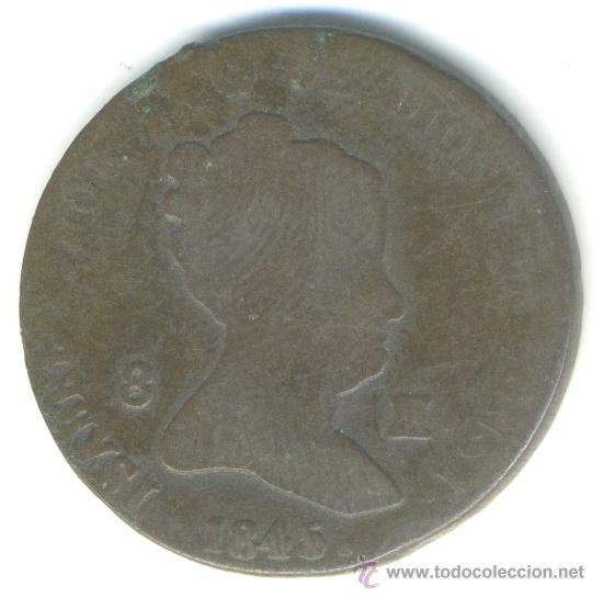 Monedas de Espa&ntilde;a: 8 maravedis Isabel II, 1845. Segovia - Foto 1