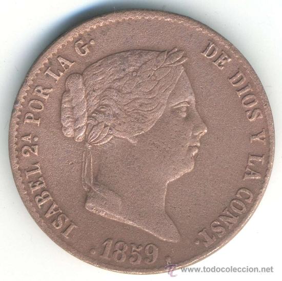 Monnaies d'Espagne: 25 c&eacute;ntimos de real. 1859. segovia