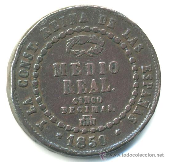 Monedas de Espa&ntilde;a: 1/2 real, Isabel II. 1850 Segovia - Foto 2