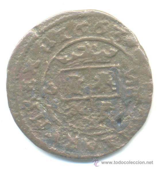 Monedas de Espa&ntilde;a: Parecen 8 maravedis, Felipe IV, 1663. cobre - Foto 2