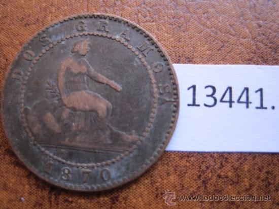 Monedas de Espa&ntilde;a: Espa&ntilde;a  , 2 centimos  1870 , Gobierno Provisional - Foto 2