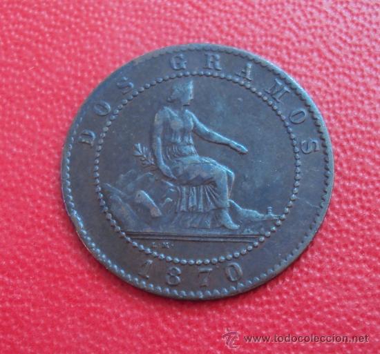 Monedas de Espa&ntilde;a: 2 CENTIMOS GOBIERNO PROVISIONAL 1870 OM EBC. - Foto 2