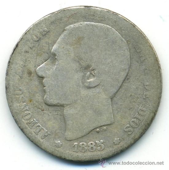 Monedas de Espa&ntilde;a: peseta de Alfonso XII. 1885. Plata - Foto 1