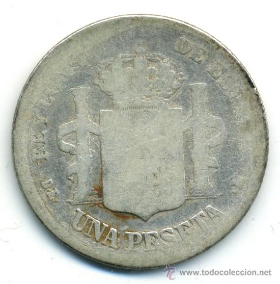 Monedas de Espa&ntilde;a: peseta de Alfonso XII. 1885. Plata - Foto 2