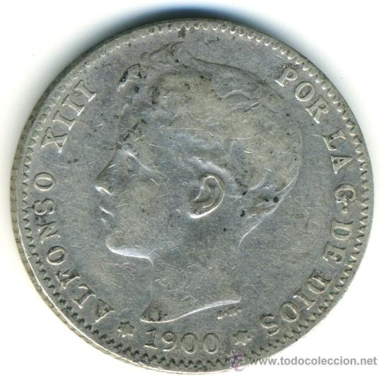 Monedas de Espa&ntilde;a: peseta de Alfonso XIII. 1900. Plata - Foto 1