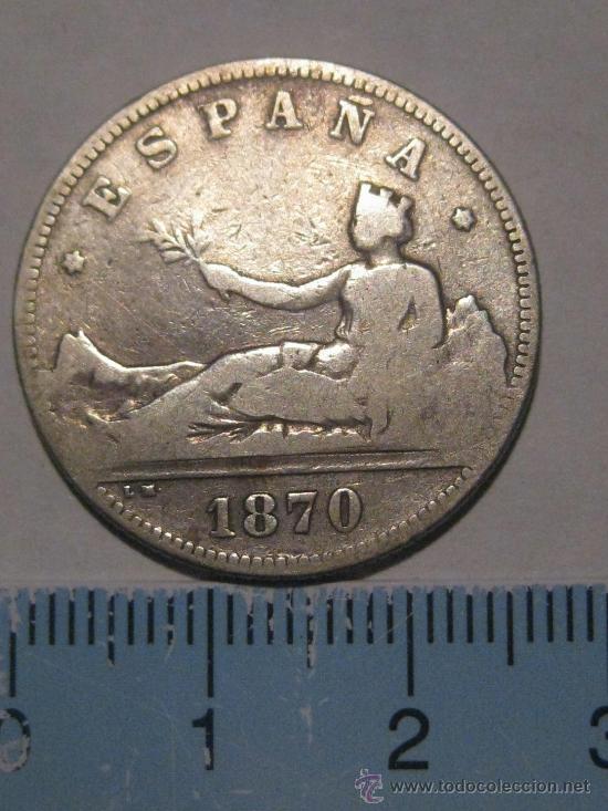 Monedas de Espa&ntilde;a: 2 PESETAS 1870 GOBIERNO PROVISIONAL PLATA - - Foto 1
