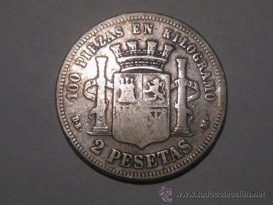 Monedas de Espa&ntilde;a: 2 PESETAS 1870 GOBIERNO PROVISIONAL PLATA - - Foto 2
