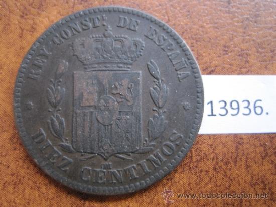 Monedas de Espa&ntilde;a: Espa&ntilde;a  , 10 centimos  1878 , Alfonso XII - Foto 2