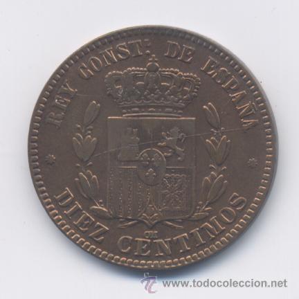 Monedas de Espa&ntilde;a: ALFONSO XII- 10 CENTIMOS-1878-SC- - Foto 2