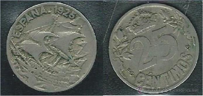 Monedas de Espa&ntilde;a: ESPA&Ntilde;A 1925 ESTADO ESPA&Ntilde;OL 25 CENTIMOS  CONSERVACION - Foto 1